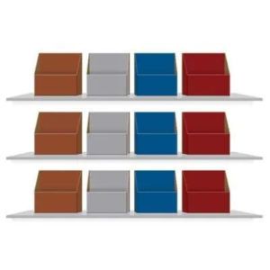Book Band Colour-Coded Storage Boxes Brown, Grey, Dark Blue & Dark Red (3 of each)