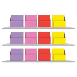 Book Band Colour-Coded Storage Boxes Lilac, Pink, Red & Yellow (3 of each)