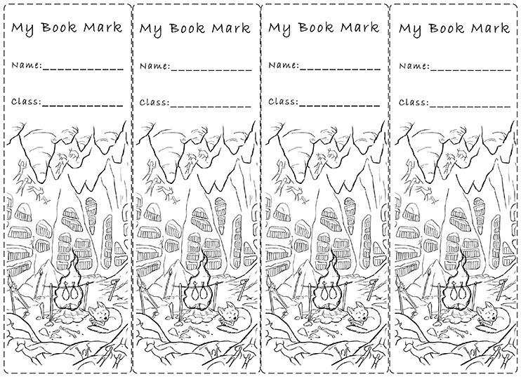 4 Bookmarks stone age theme
